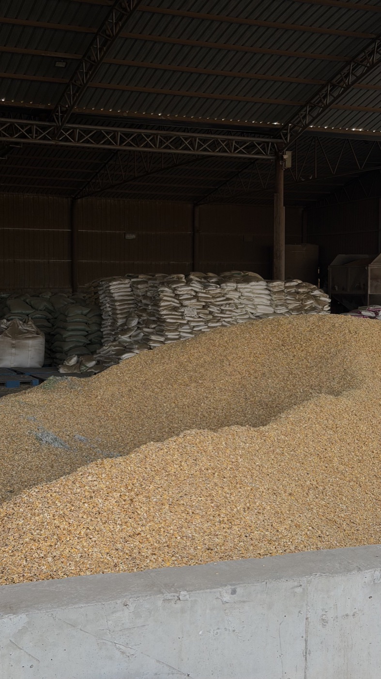 Bulk raw materials at warehouse
